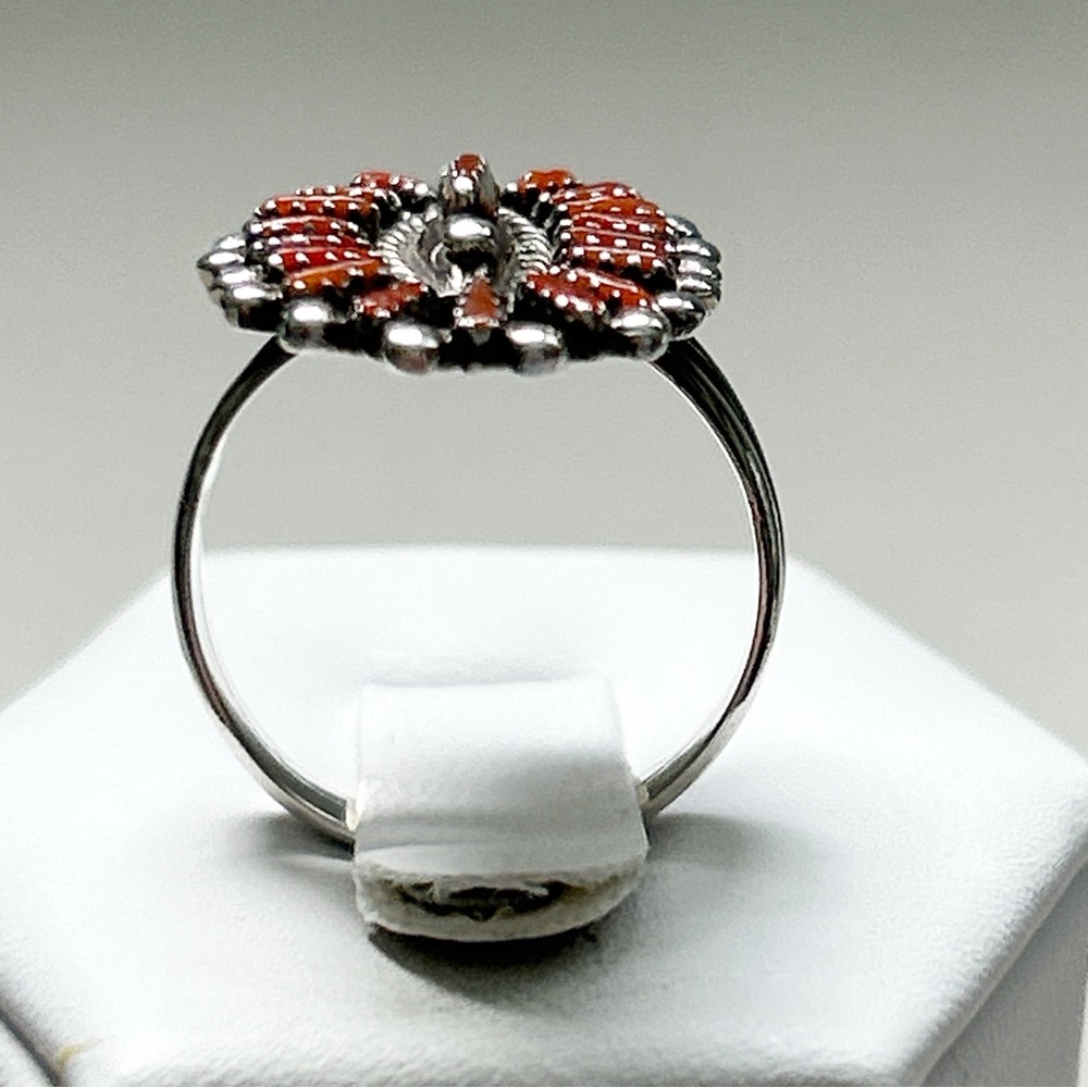 Vintage Signed Rq Panteah Zuni Coral Needlepoint … - image 5